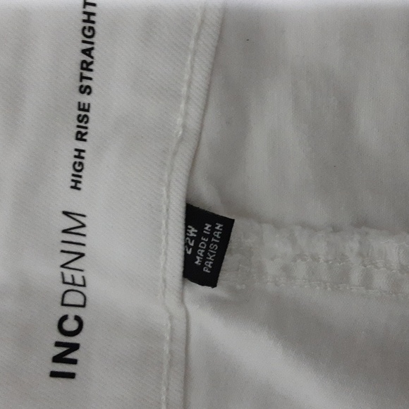Inc denim jean women white high rise straight distressed raw hem 22W casual Y2K - Picture 6 of 8